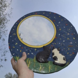 Full Moon Mirror, Decorative Wall Mirror, Round Mirror With 2 Cats Silhouettes, Black Cat Silhouette, Large For Walls, Furniture - thumbnail 2