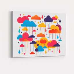 Colourful Dripping Rain Clouds Abstract Graphic Canvas Wall Art Print Decor Picture Ready To Hang - thumbnail 4
