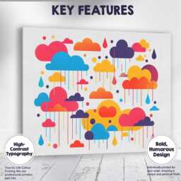 Colourful Dripping Rain Clouds Abstract Graphic Canvas Wall Art Print Decor Picture Ready To Hang - thumbnail 1
