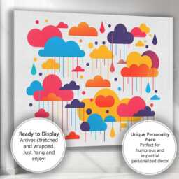 Colourful Dripping Rain Clouds Abstract Graphic Canvas Wall Art Print Decor Picture Ready To Hang - thumbnail 3