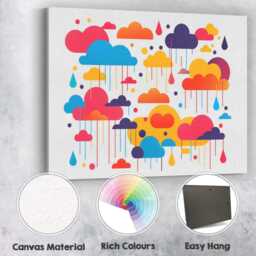 Colourful Dripping Rain Clouds Abstract Graphic Canvas Wall Art Print Decor Picture Ready To Hang - thumbnail 2