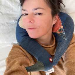 Handmade Upcycled Denim Bird Pillow Whimsical Decorative Cushion - thumbnail 4