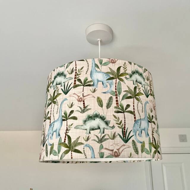 Dinosaur Lampshade, Dinosaur Jungle Lamp, Childrens Room, Nursery, Nursery Theme - image 1