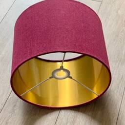 New Hq Luxury Linen Look Fabric Lamp Shade Pendant Light Pink & Metallic Lining - thumbnail 3