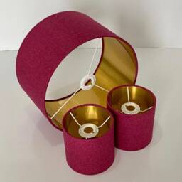 New Hq Luxury Linen Look Fabric Lamp Shade Pendant Light Pink & Metallic Lining - thumbnail 2