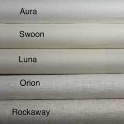 Relaxed Roman Shade, White Linen With Black Greek Key Border, Custom Window Treatment - thumbnail 4