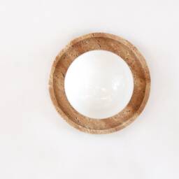 Travertine Stone & Opal Glass Globe Modern Sconce Light Vanity Fixture Kitchen Wall Dining Room - thumbnail 2