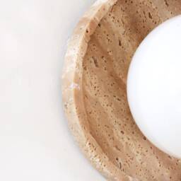 Travertine Stone & Opal Glass Globe Modern Sconce Light Vanity Fixture Kitchen Wall Dining Room - thumbnail 4