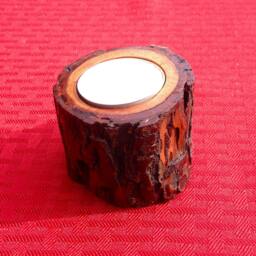 Tree Limb Candle Holder - Branch Reclaimed Wood Refurbished Real Pecan Recycled - thumbnail 1