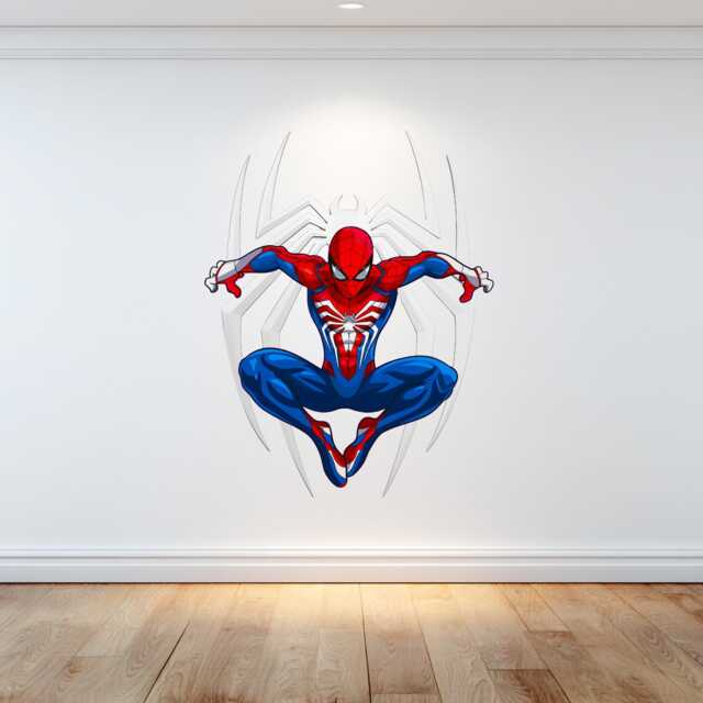 Spiderman Jumping Vinyl Wall Decal, Animated Artgerm Style Sticker - image 1