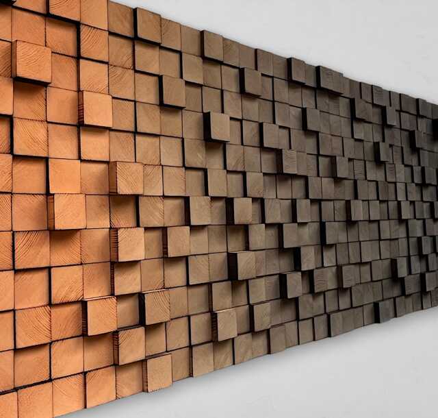 Ombre Reclaimed Wood Wall Art - Geometric Sound Diffuser - image 1
