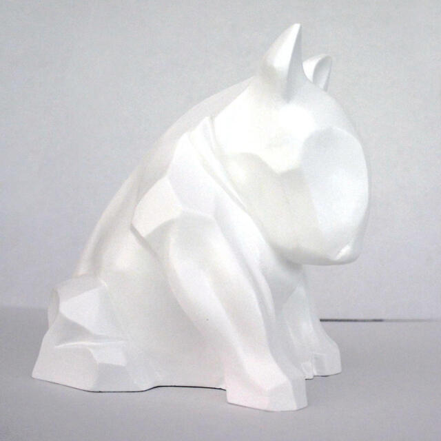White Bull Terrier Sculpture Gypsum Cast Dog Lover Gift - image 1