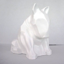 White Bull Terrier Sculpture Gypsum Cast Dog Lover Gift - thumbnail 3