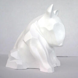 White Bull Terrier Sculpture Gypsum Cast Dog Lover Gift - thumbnail 1