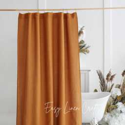 Waterproof Shower Curtain With Liner, Linen Bath Curtain, Bathroom Custom Clawfoot Tub Boho - thumbnail 3