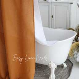 Waterproof Shower Curtain With Liner, Linen Bath Curtain, Bathroom Custom Clawfoot Tub Boho - thumbnail 2