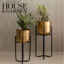 Indoor Golden Plant Pots With Stand/ Holder Gift For New Home/For Lover/ Stand Pot - thumbnail 2