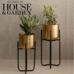 Indoor Golden Plant Pots With Stand/ Holder Gift For New Home/For Lover/ Stand Pot - thumbnail 1