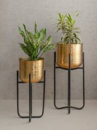 Indoor Golden Plant Pots With Stand/ Holder Gift For New Home/For Lover/ Stand Pot