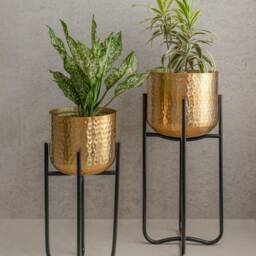 Indoor Golden Plant Pots With Stand/ Holder Gift For New Home/For Lover/ Stand Pot - thumbnail 2