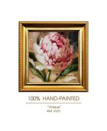 Peonia Pittura Incorniciata Regalo Di Favore Per Il Migliore Amico, Piccolo Dipinto Fiori Rosa Originale, Unica Arte Murale - thumbnail 1
