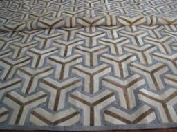 Patchwork Cowhide Rug, Free Shipping - Dyed Grey, White & Taupe - thumbnail 1