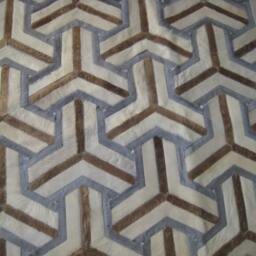 Patchwork Cowhide Rug, Free Shipping - Dyed Grey, White & Taupe - thumbnail 2