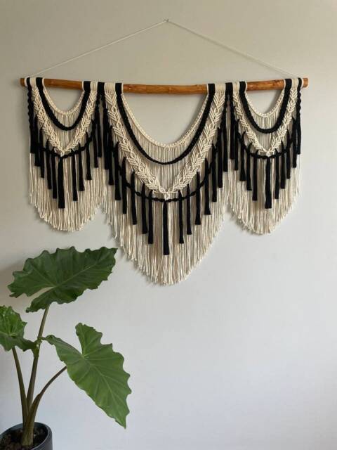 Large Macrame Wall Hanging, Eclectic Home Decor, Macrame On Driftwood, Living Room Bedroom Boho Decor - image 1