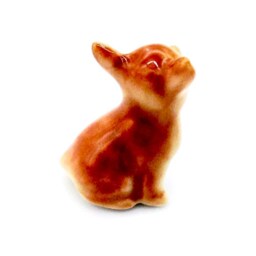 Miniature Ceramic Dog Chihuahua Animal Little Brown Orange White Figurine Tiny Statue Small Decoration Hand Painted Collectible Figure - thumbnail 2
