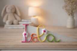 Custom Kids Name Sign With Daisy Flowers Wall Hanging For Nurseries & Girly Bedrooms - thumbnail 1