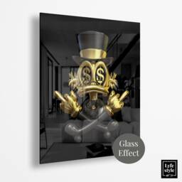 Money Duck Acrylic Glass Art - Black & Gold, Alec Monopoly Style - thumbnail 1
