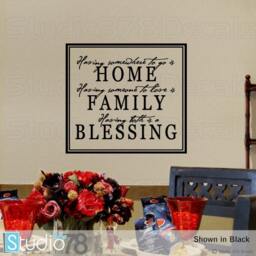 Home Family Blessing Vinyl Wall Decal - Thanksgiving Decor - thumbnail 1