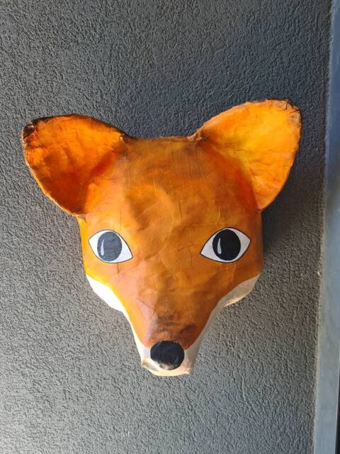 Paper Mache Fox Head, Franklin. Woodland Creature, Colorful Wall Decor - image 1