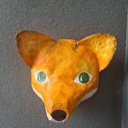 Paper Mache Fox Head, Franklin. Woodland Creature, Colorful Wall Decor - thumbnail 3