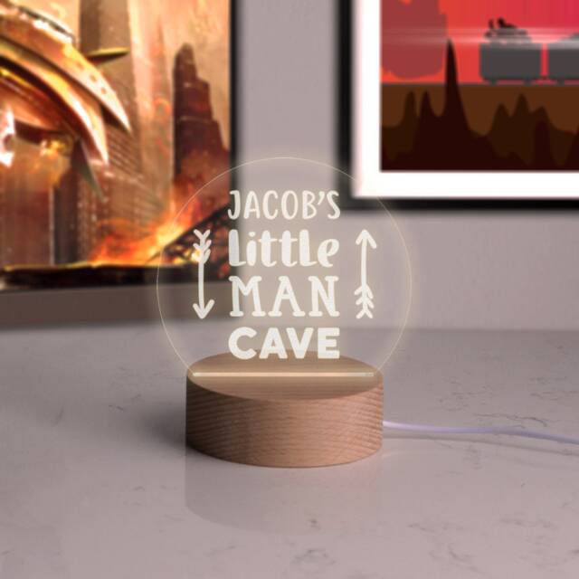 Personalised Kids Desk Lamp For Boys - Personalized Gift For Unique Gifts Mini Man Cave 7 Light Colour Options - image 1