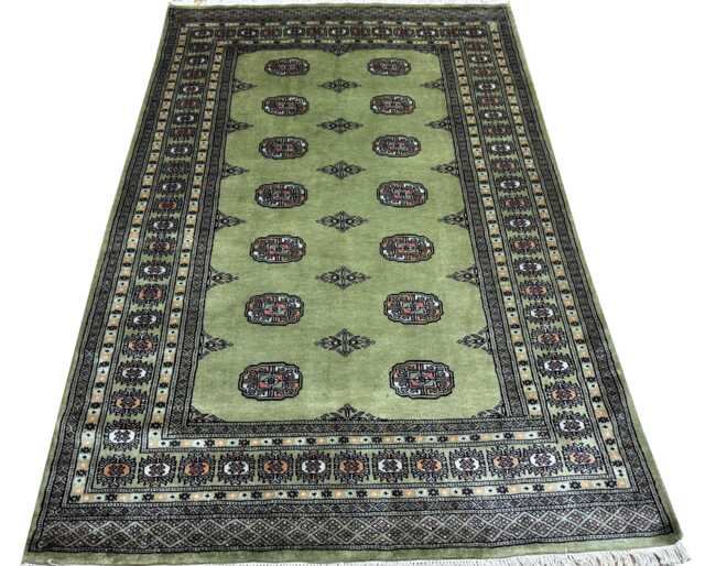 4.6x6.6 Pistachio Green Bokhara Rug - 1.50x2.00 Table Wool Living Room Hand Knotted Area Washable - image 1
