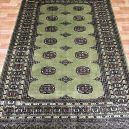 4.6x6.6 Pistachio Green Bokhara Rug - 1.50x2.00 Table Wool Living Room Hand Knotted Area Washable - thumbnail 2
