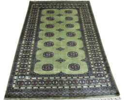 4.6x6.6 Pistachio Green Bokhara Rug - 1.50x2.00 Table Wool Living Room Hand Knotted Area Washable - thumbnail 1