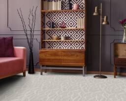Pure Form Lines Leafy Rustic Motif Vinyl Flooring, Beige Area Floor PVC, White Living Room Decoration, Floral Comfort Gift For Her - thumbnail 1