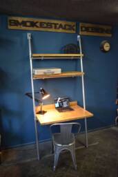 Deep - 60cm Lean-To Desk/Ladder Desk, Industrial Style, Galvanised Steel, Reclaimed Scaffold Board