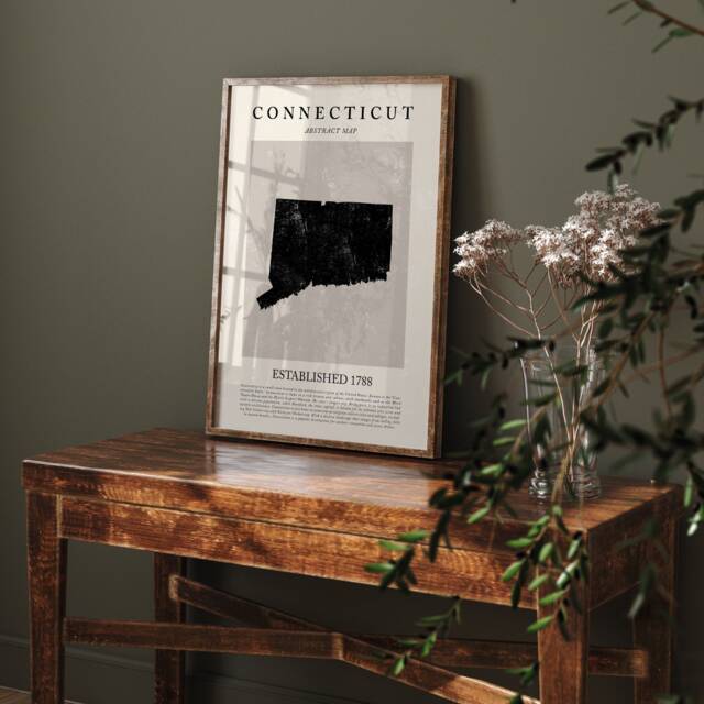 Abstract Connecticut Map Vintage Wall Art Print Us State - United States Of America Usa Travel Poster - image 1