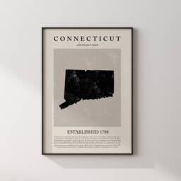 Abstract Connecticut Map Vintage Wall Art Print Us State - United States Of America Usa Travel Poster - thumbnail 2