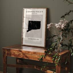 Abstract Connecticut Map Vintage Wall Art Print Us State - United States Of America Usa Travel Poster - thumbnail 1