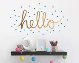 Hello Wall Decal - Hand Drawn Vinyl Decal, Confetti Cute Quote Sticker, Nursery Kids Bedroom - thumbnail 1