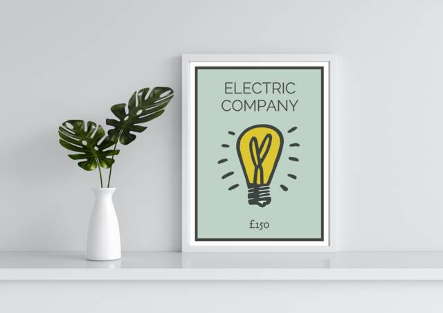 Electric Company Monopoly Art Print, Game Room Decor - image 1