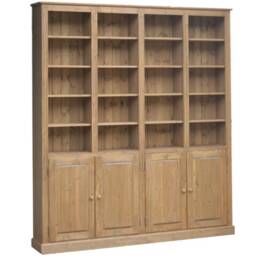 Dark Wood Library Bookcase With Doors, 7.5Ft Tall Shelving Unit - thumbnail 2