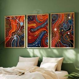 Aboriginal Set Of 3 Prints, Cultural Wall Art, Indigenous Poster Set, Anoriginal Decor, Australian Travel Art Print - thumbnail 3