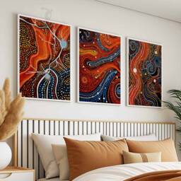 Aboriginal Set Of 3 Prints, Cultural Wall Art, Indigenous Poster Set, Anoriginal Decor, Australian Travel Art Print - thumbnail 2