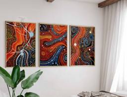 Aboriginal Set Of 3 Prints, Cultural Wall Art, Indigenous Poster Set, Anoriginal Decor, Australian Travel Art Print - thumbnail 1