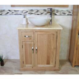 Bathroom Vanity Unit Free Standing Golden Honey Onyx Top White Marble Basin 503Go25Wm